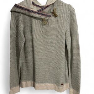 Roxy Women Gray Hooded Sweater Fall Boho L